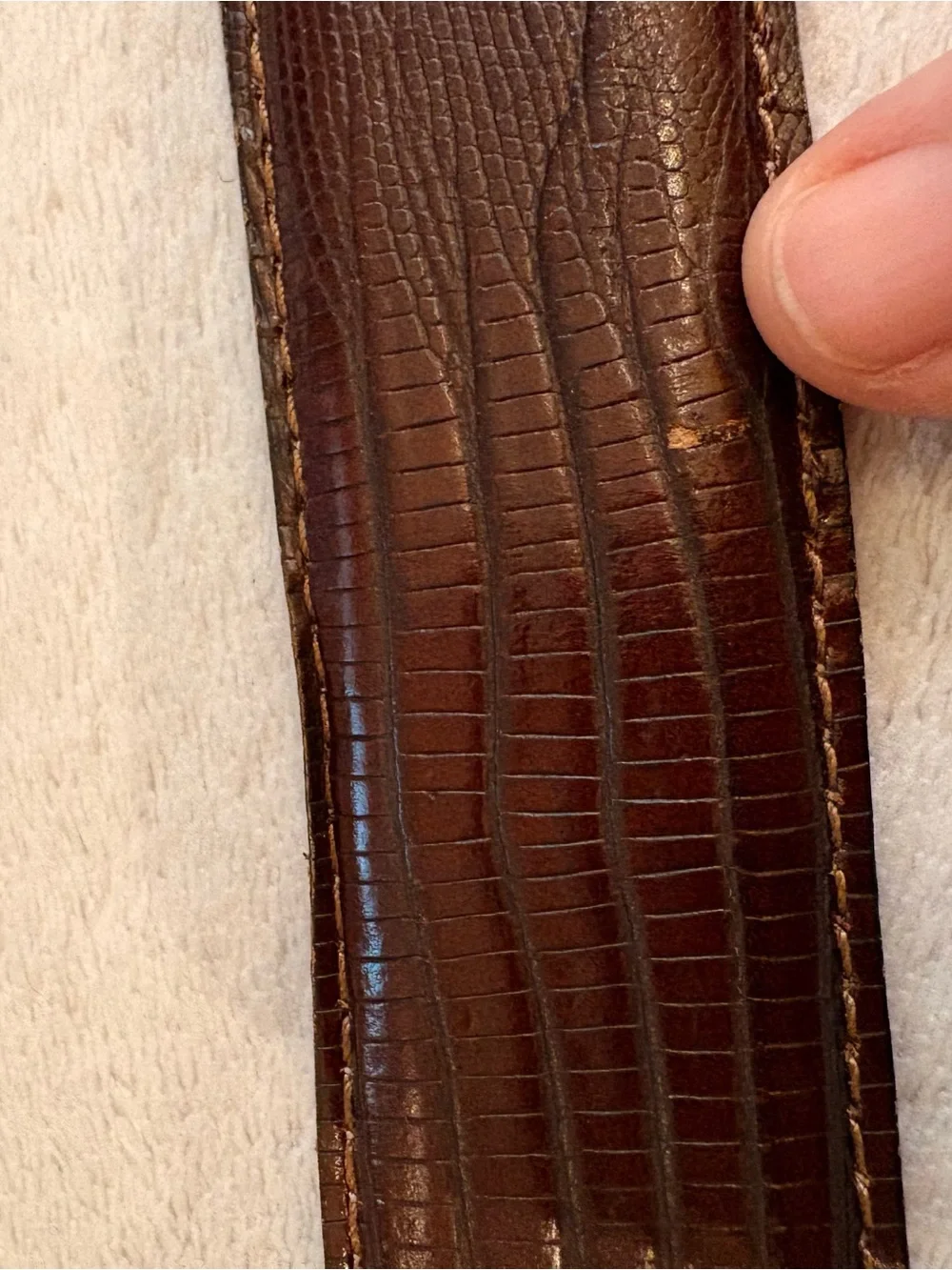 Martin Dingman Brown Lizard Skin Leather Belt Blackened Silver Buckle Sz 40